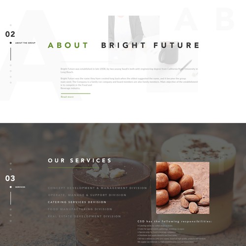 Company website with the title 'Bright Future Company Food Retail '