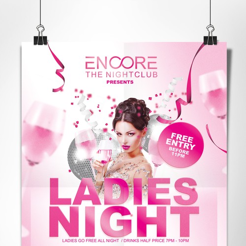 Event design with the title 'Ladies night, Club flyer'