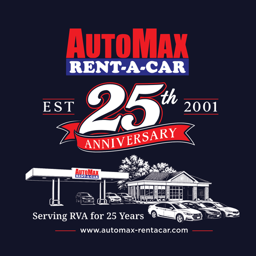 Car design with the title '25th Anniversary T-Shirt Design'