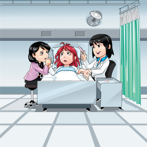 Doctor artwork with the title 'Intern sick in Hospital Bed '