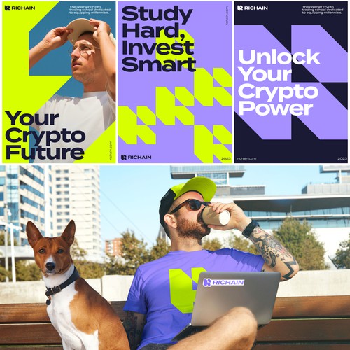 Neon design with the title 'Trendy Brand Identity Design for Richain '