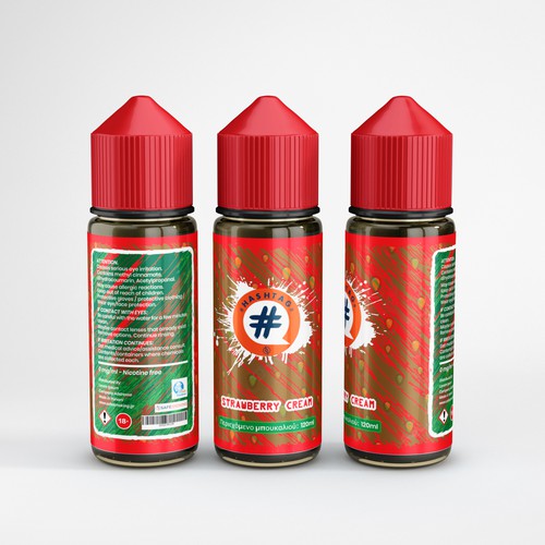 Strawberry packaging with the title 'Vape Liquid label design'