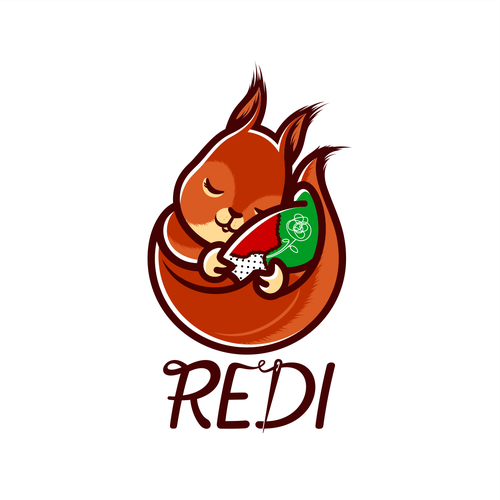 Squirrel logo with the title 'logo concept for REDI upcycling brand'