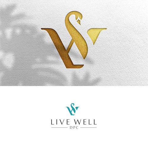 Swan logo with the title 'Live Well Logo Design'