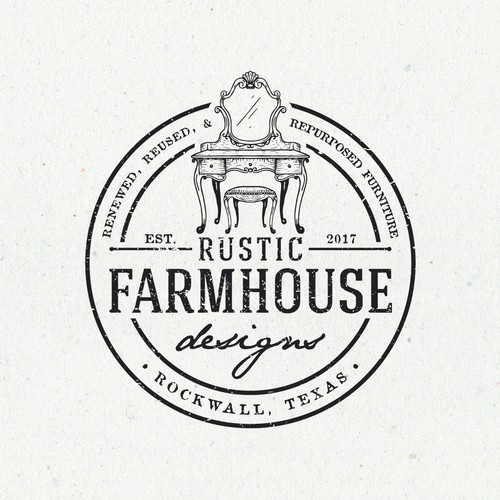 Antique design with the title 'Rustic Farmhouse Designs'