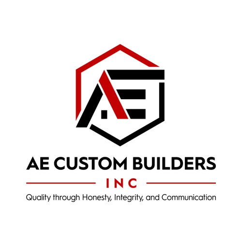 Construction company logo with the title 'AE CUSTOM BUILDERS INC'