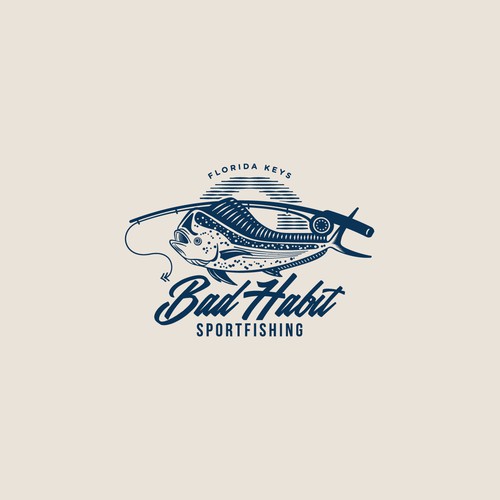 Fish logo with the title 'Logo concept for a fishing charter in Florida Keys'