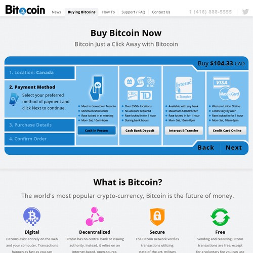 Finance website with the title 'Bitocoin.com Needs A Website!'