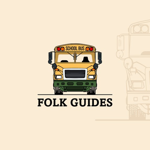 Bus logo with the title 'Folk Guides'