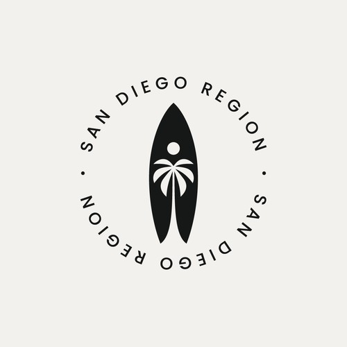 Surfboard design with the title 'San Diego Region'