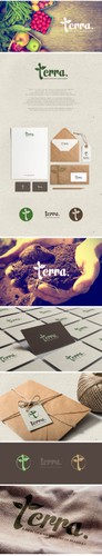 Store brand with the title 'Create a logo for a new natural foods and supplement store called "terra.".'