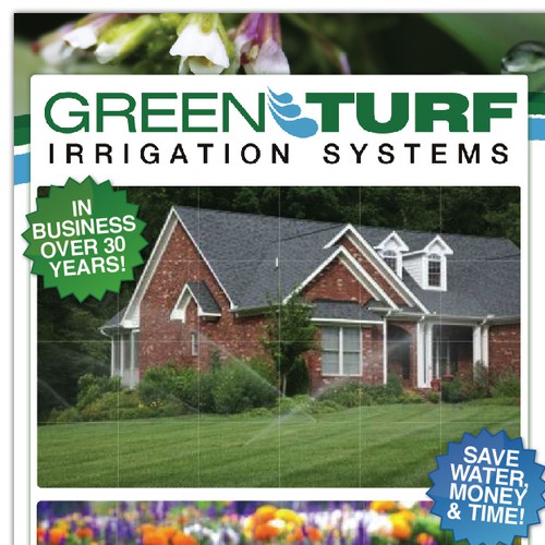 Direct mail design with the title 'Postcard: Green Turf'