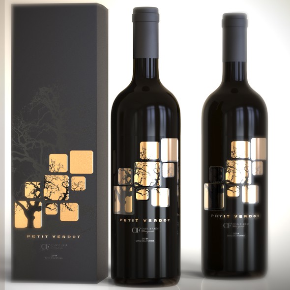 Glass bottle design with the title 'Wine label design'