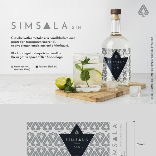 Print label with the title 'Gin Label "Simsala Gin"'