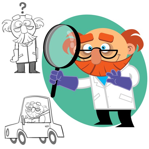 Comics illustration with the title 'Wacky profesor'