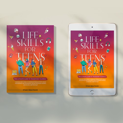 Graphic book cover with the title 'Book Cover Design For Kindle E book'