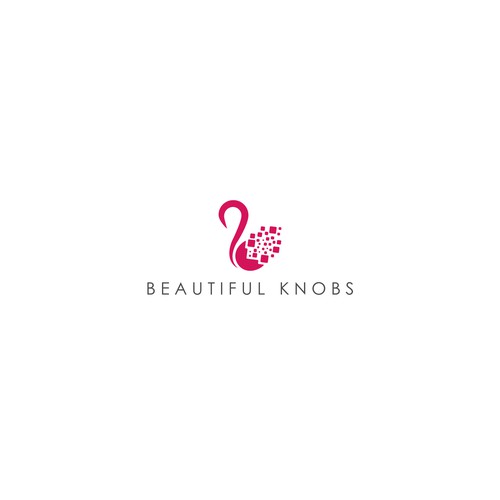 Swan logo with the title 'Feminine logo for beautiful knobs'