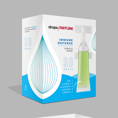 Pharmaceutical packaging with the title 'Creative packaging design for immunity drops'