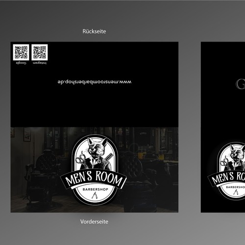 Voucher design with the title 'Create a foldable voucher for a barber shop'