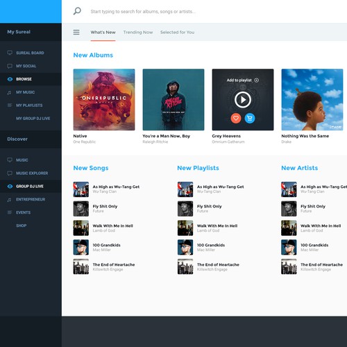 Music website with the title 'Music app - Work in progress'