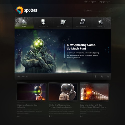 Art website with the title 'spotnet page design'
