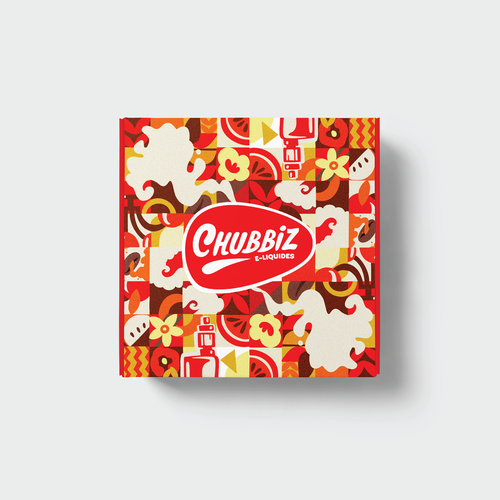 Packaging artwork with the title 'Chubbiz E-Liquides Packaging Design'