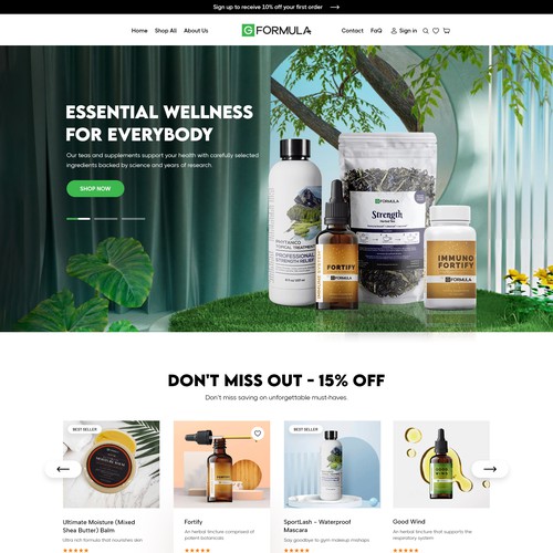 Retail website with the title 'G FORMULA'