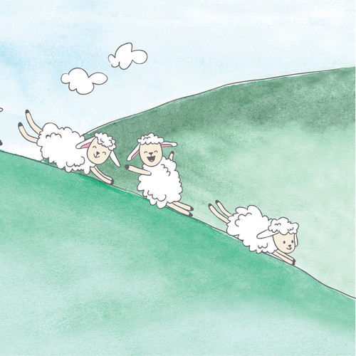Sheep design with the title 'Watercolor sheep illustrations for a children book'