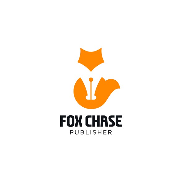 Fountain pen logo with the title 'Negative space for Fox Chase Books.'