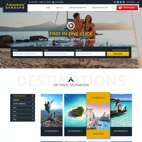 Unique website with the title 'design for an Adventure Vacations Website'