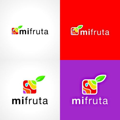 Banana logo with the title 'Create a logo for a healthy fast food called "Mi Fruta" | MascotNeeded'