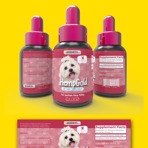 Fresh label with the title 'Dropper Hemp Gold. Supplement.'