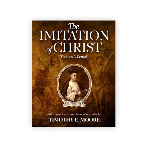 History book cover with the title 'Ebook cover "The Imitation of Christ" by Thomas a' Kempis'