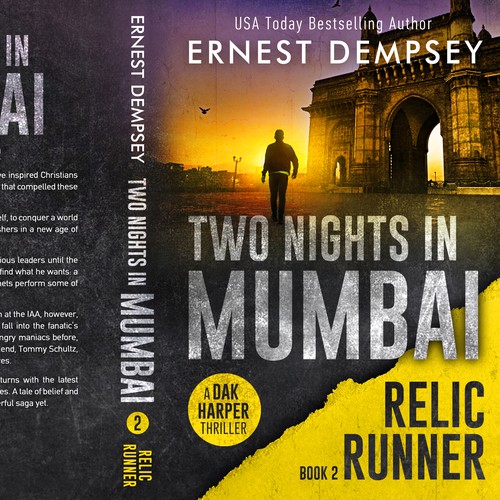 Adventure design with the title 'Two Nights in Mumbai - The Relic Runner, book 2'