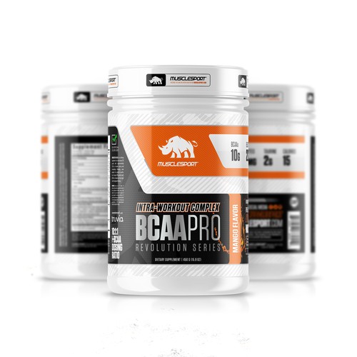 Nutrition label with the title 'Muscle Sport label design'