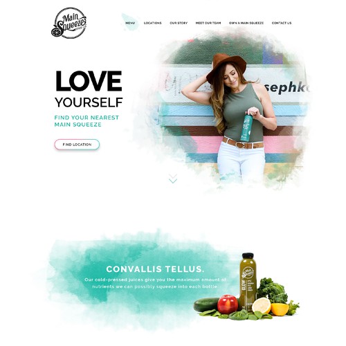 Food website with the title 'Main Squeeze Juice Company'