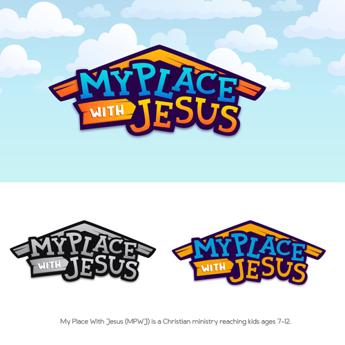 Ministry design with the title 'Kids Christian Ministry Logo Illustration'