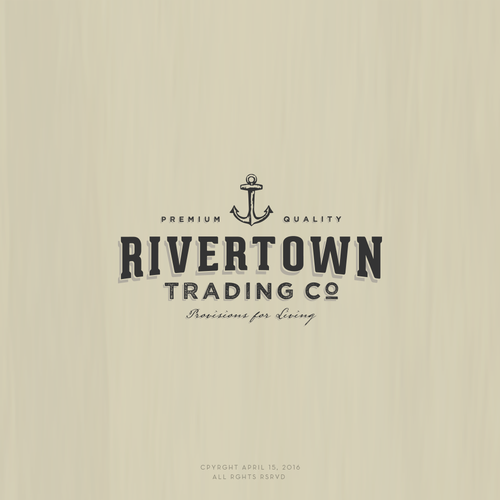 定制标志，标题为“Rivertown Trading的标志设计”