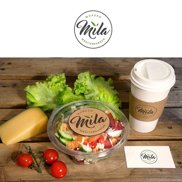 Leaf logo with the title 'The logo for the modern Mediterranean restaurant'