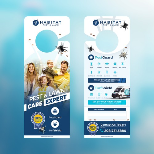 Tag design with the title 'Door Hanger for Habitat Pest & Lawn'