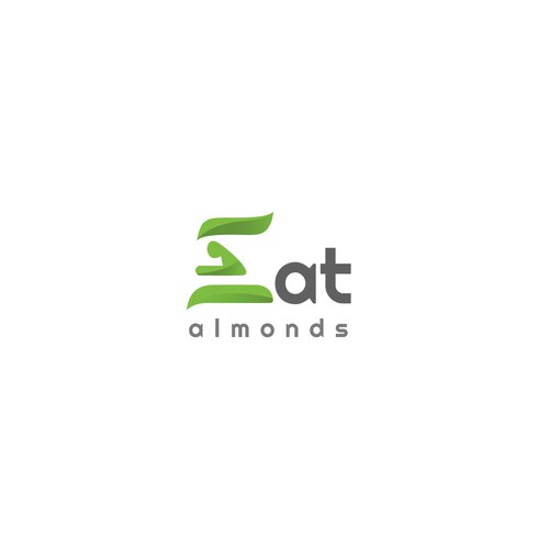 Nut logo with the title 'logo for almond company EAT ALMONDS'