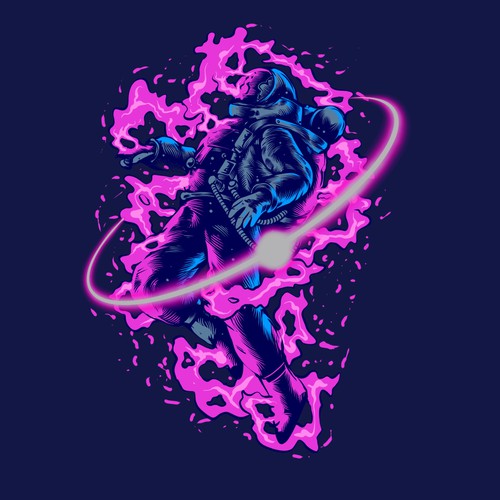 Astronaut t-shirt with the title 'Astrohausted'