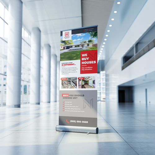 Backdrop design with the title 'Standee design for an real estate agent'