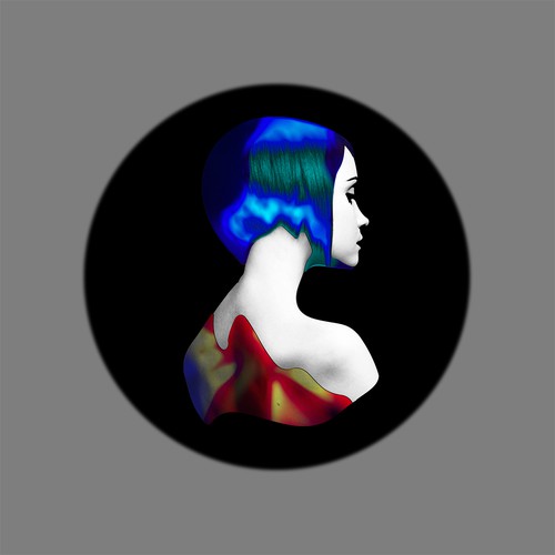 Neon illustration with the title 'Headphone Sticker Concept'