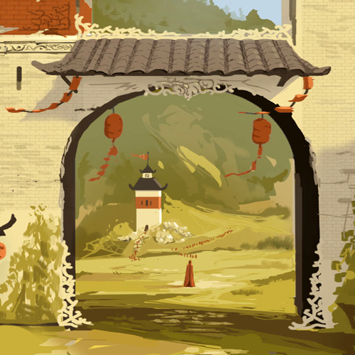 City artwork with the title 'The alone one'