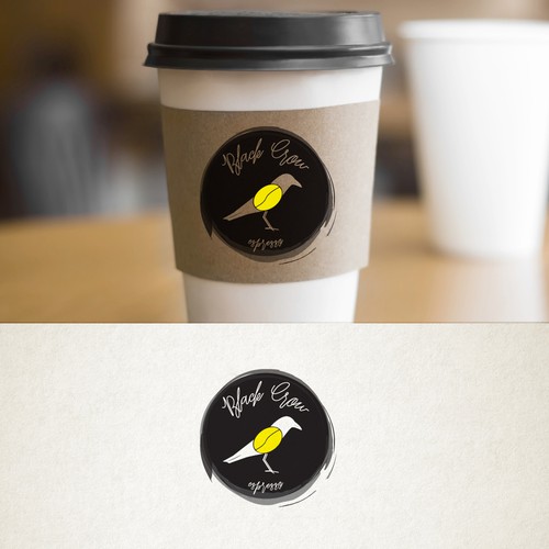 Crow logo with the title 'Logo for coffee window.'
