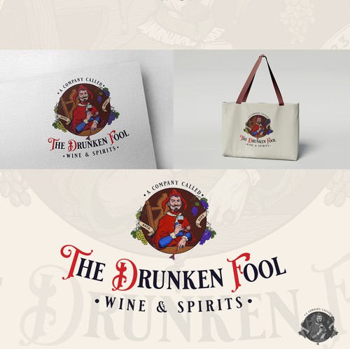 Spirit logo with the title 'The Drunken Fool - wine and spirits -'