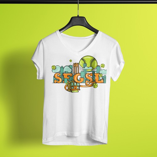 Typographic design with the title 'Illustrated T-Shirt Design for SFGSL'