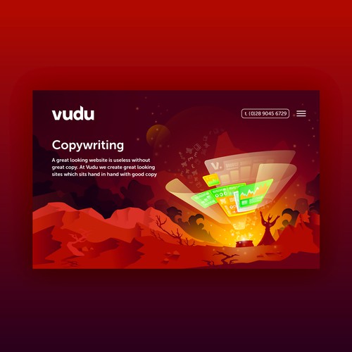 Screen design with the title 'Magical Illustration for a technology company'