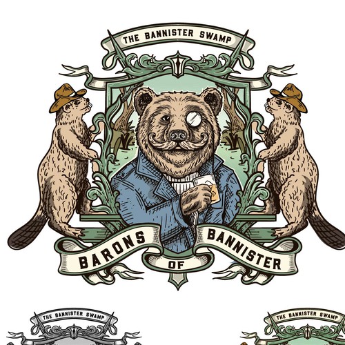 Beaver design with the title 'Swamp Gentleman bear arm with two beaver '